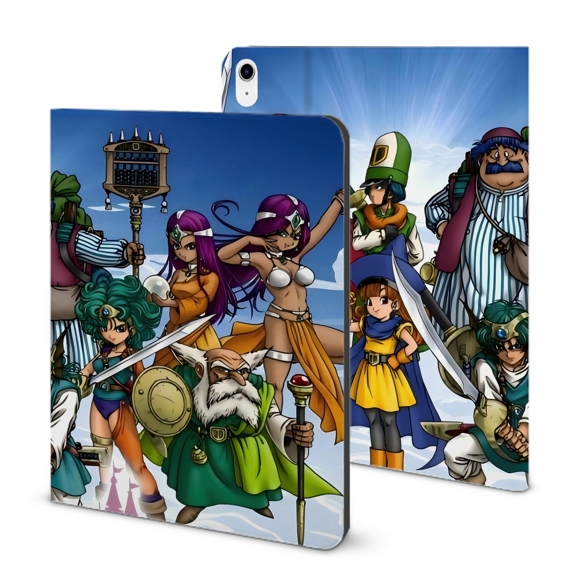 （画像用） ドラゴンクエスト Doragon Kuesuto Dragon Quest IPad ケース ブック型 PUレザー TPU 耐衝撃 軽量 薄型 ペン収納なし 全面保護 IPad 各モデル対応